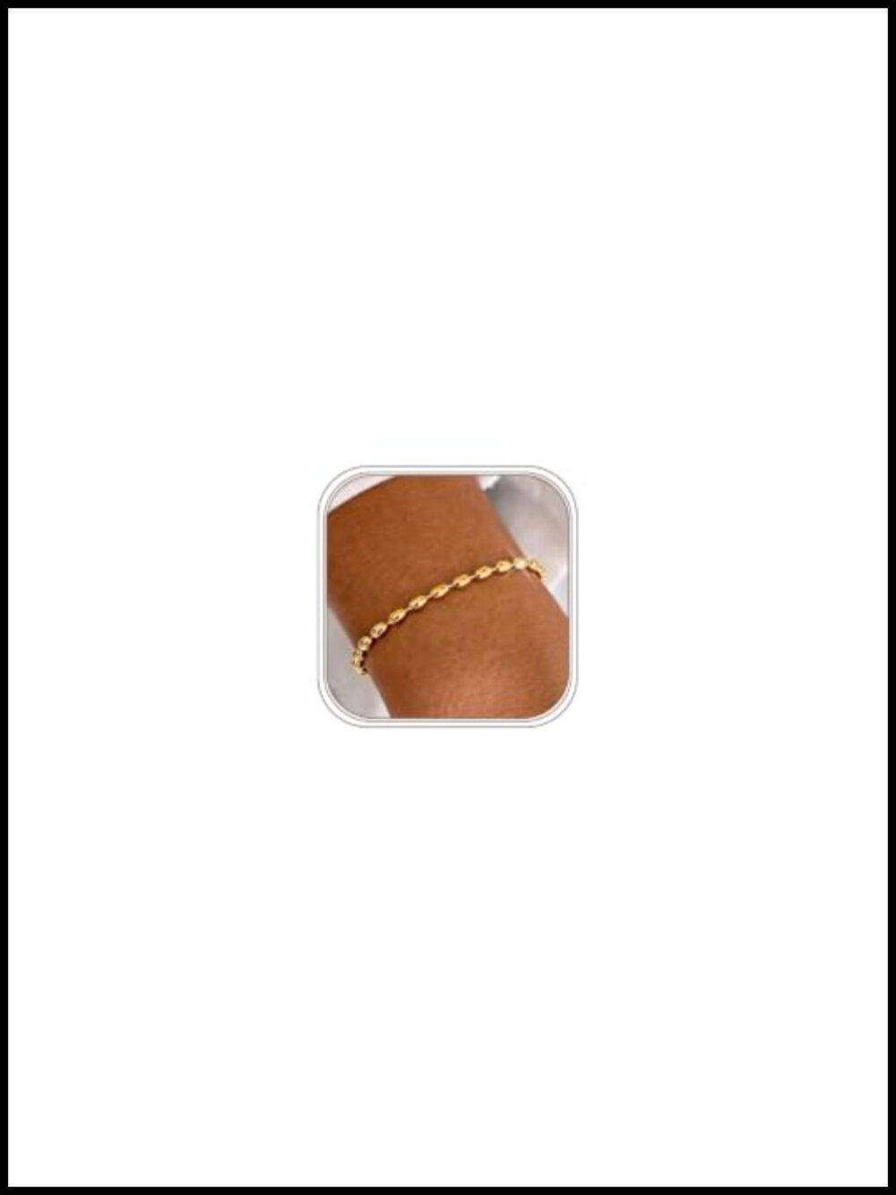 18K Gold Plated Dainty Rice Beaded Stackable Bracelets Set for Women